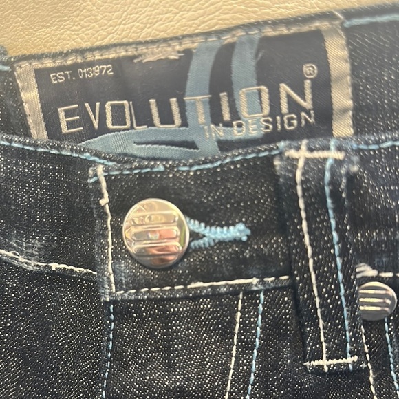 Blue Bootcut Jeans with Decorative Stitching - Picture 4 of 9